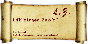 Lézinger Zekő névjegykártya